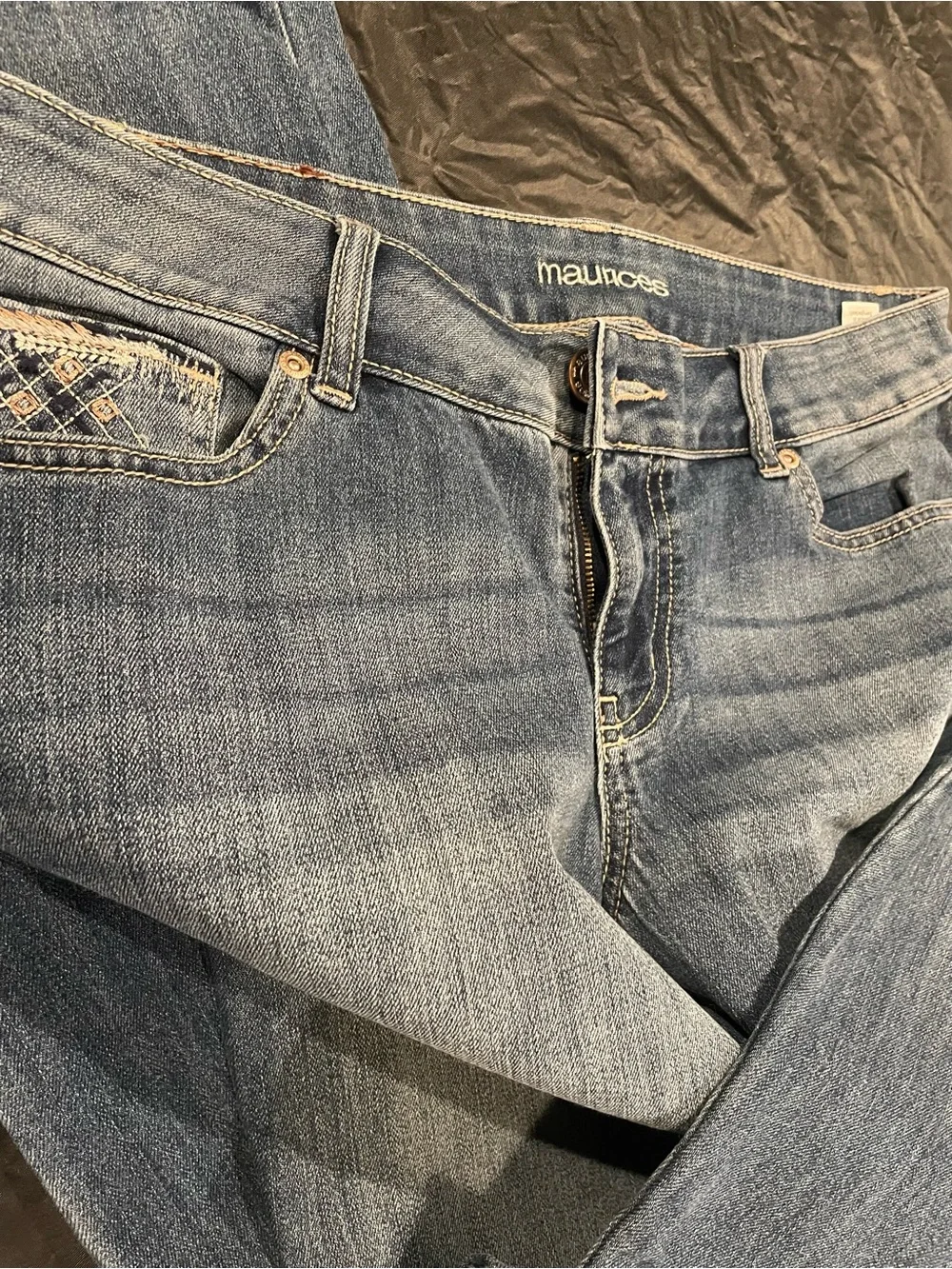 Maurices Blue Boot Cut Jeans with Embroidered Pocket